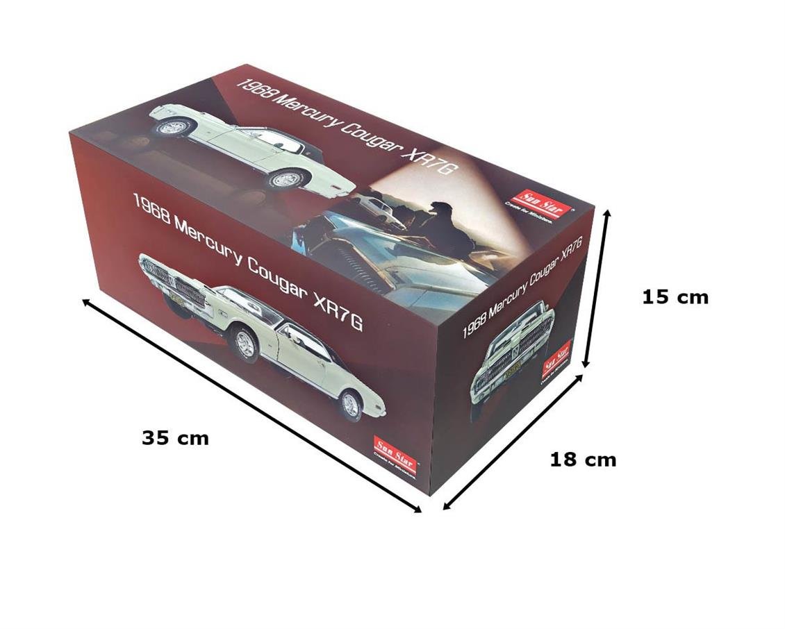 Sunstar 1573 1/18 1968 Mercury Cougar XR7G, Seafoam Green, Sergilemeye Hazır Metal Araba Modeli