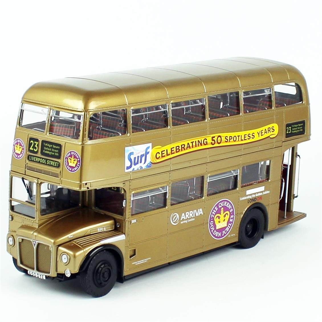 Sunstar 2942 1/18 Ölçek, 1986 Routemaster 50.Yıl, Altın rengi, Sergilemeye Hazır Metal Araba Modeli