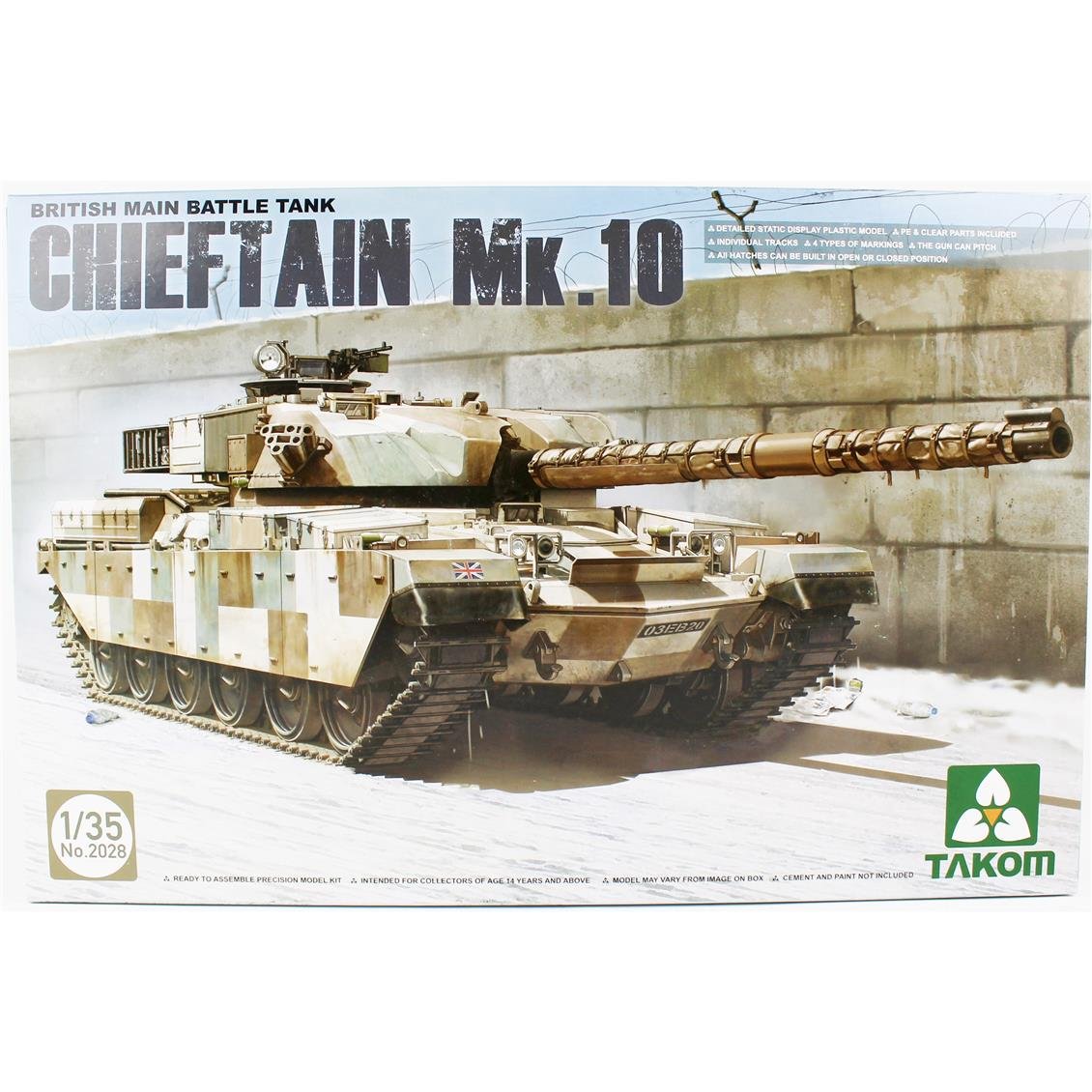Takom 2028 1/35 Ölçek, İngiliz Ana Muharebe Tankı, Chieftain Mk.10, Plastik Model Kiti