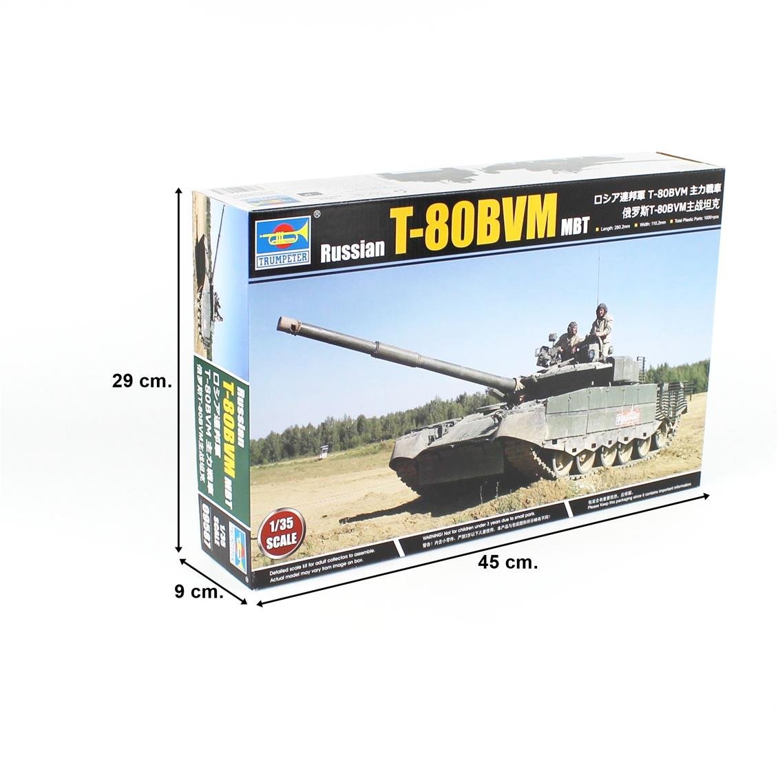 Trumpeter 09587 1/35 Ölçek Rus T-80BVM Ana Muharebe Tankı, Plastik Model Kiti