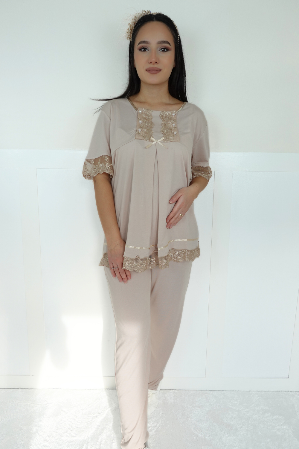 Aden Model Bej Lohusa Pijama