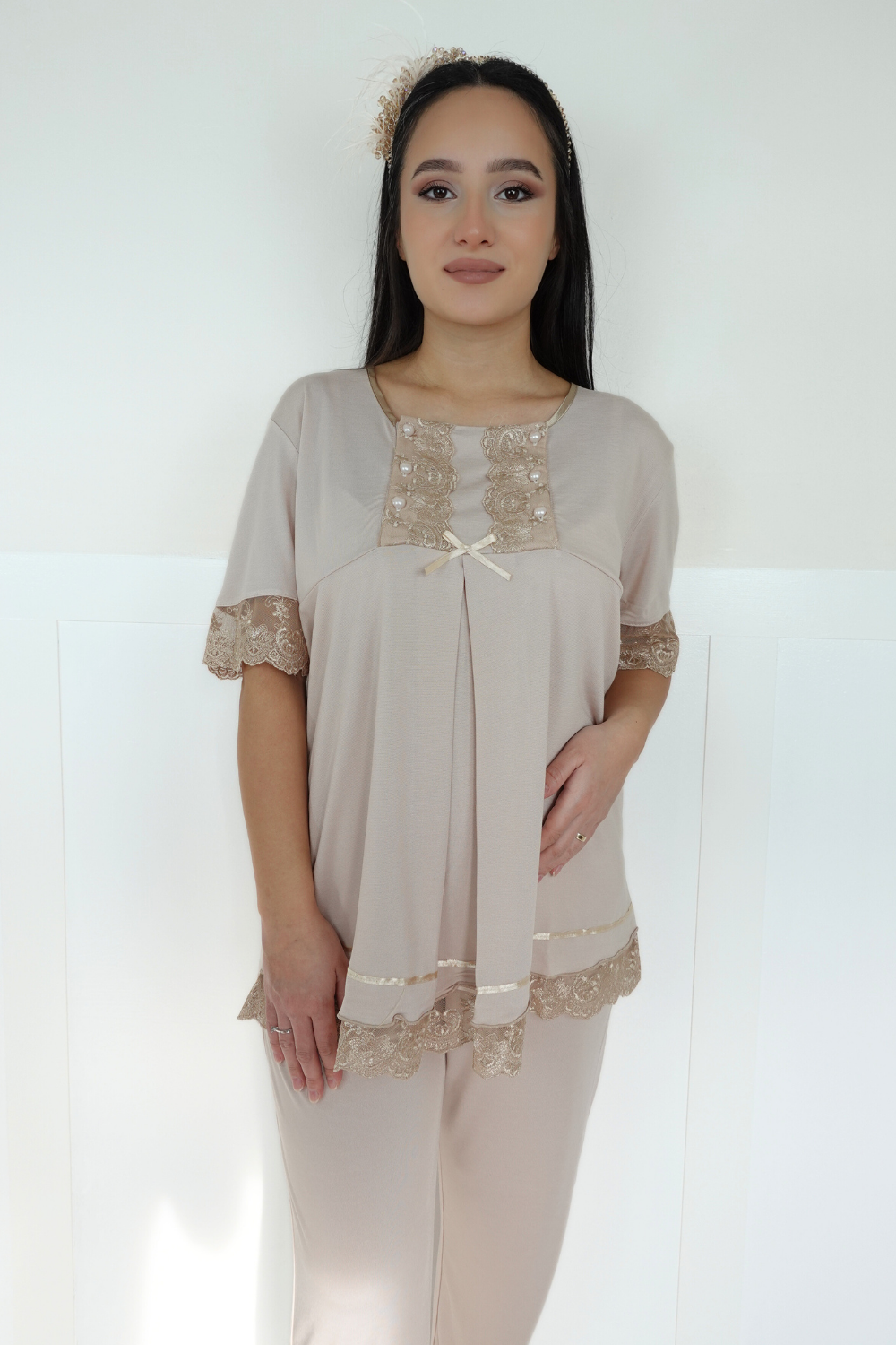 Aden Model Bej Lohusa Pijama