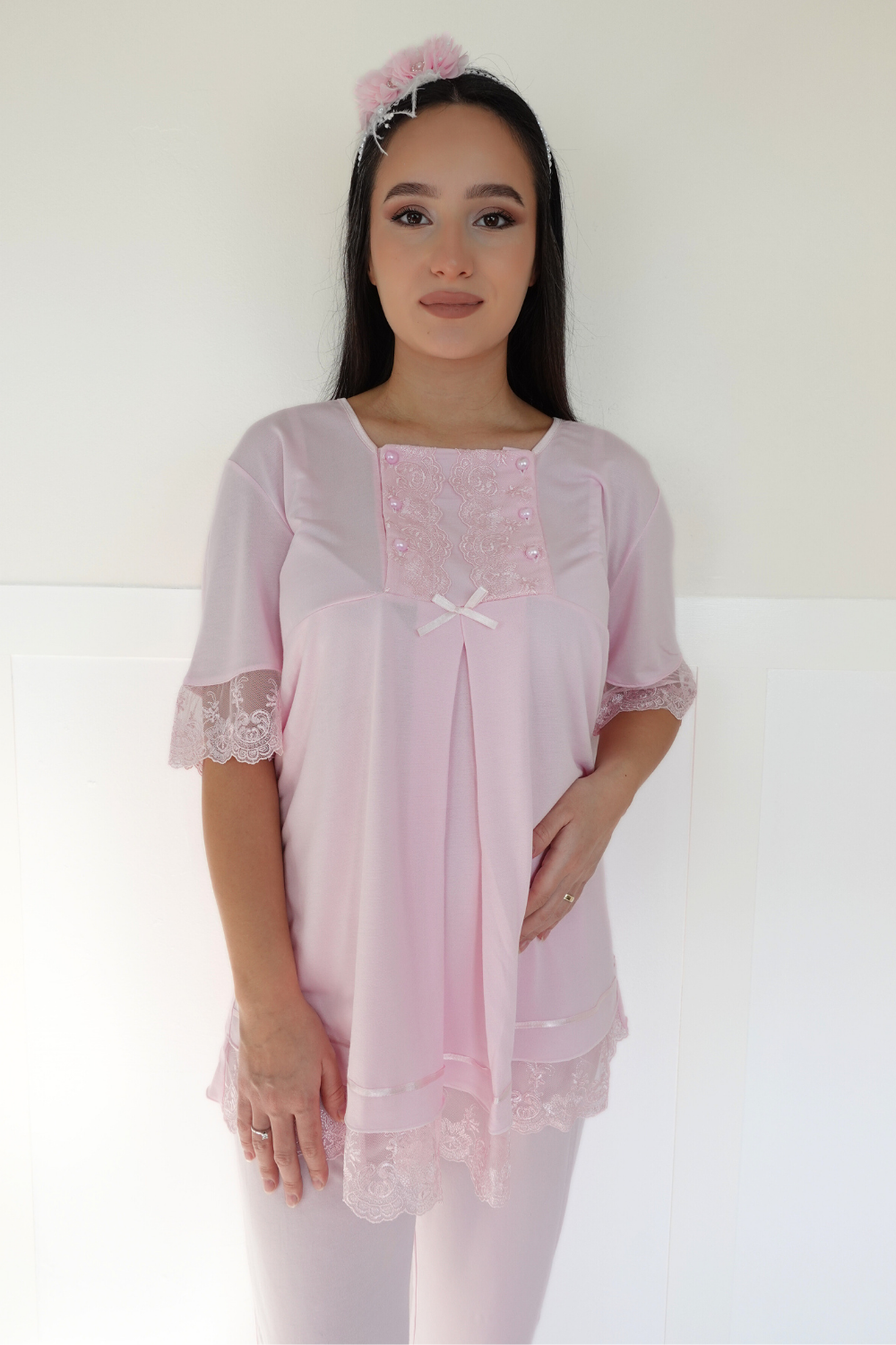 Aden Model Pembe Lohusa Pijama