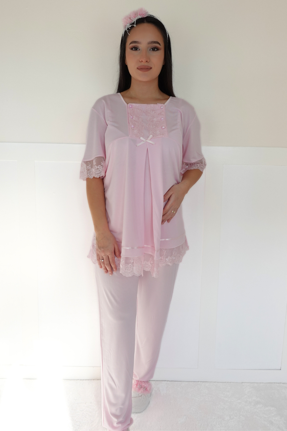 Aden Model Pembe Lohusa Pijama