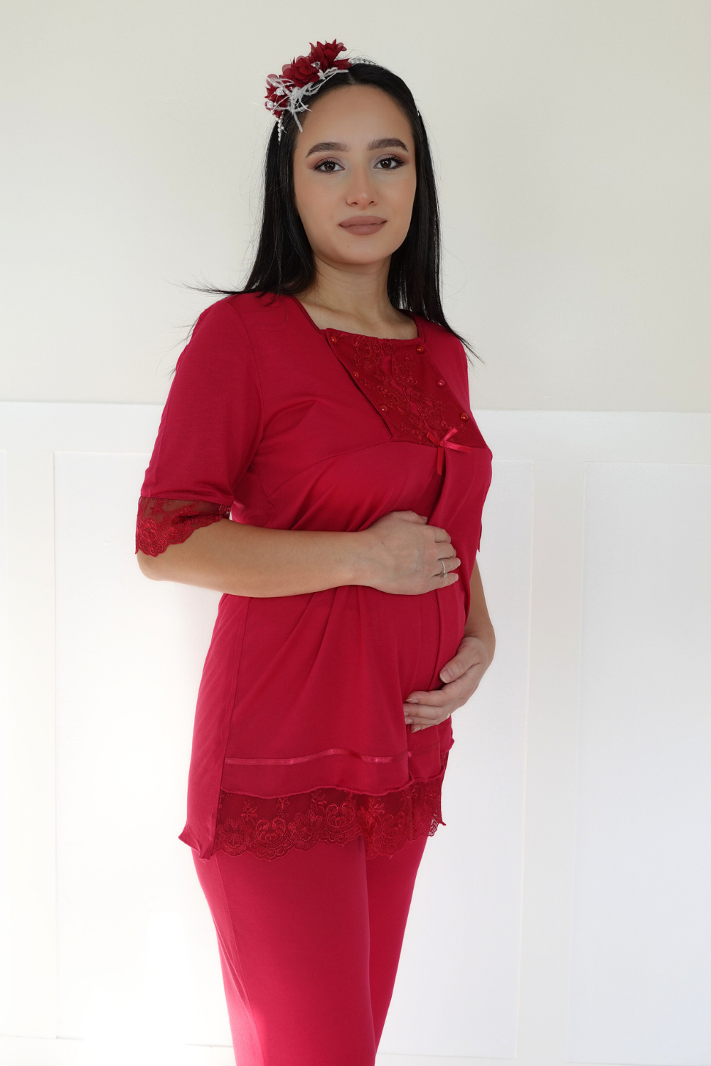 Aden Model Vişne Lohusa Pijama