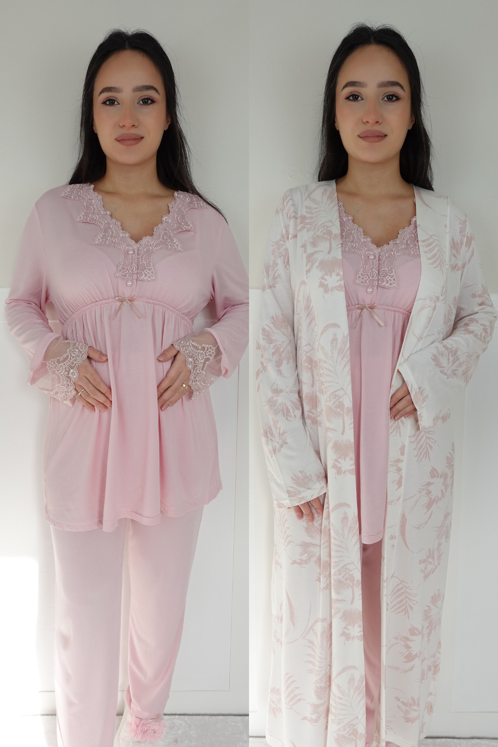 Bonar Model Pudra Sabahlıklı Lohusa Pijama