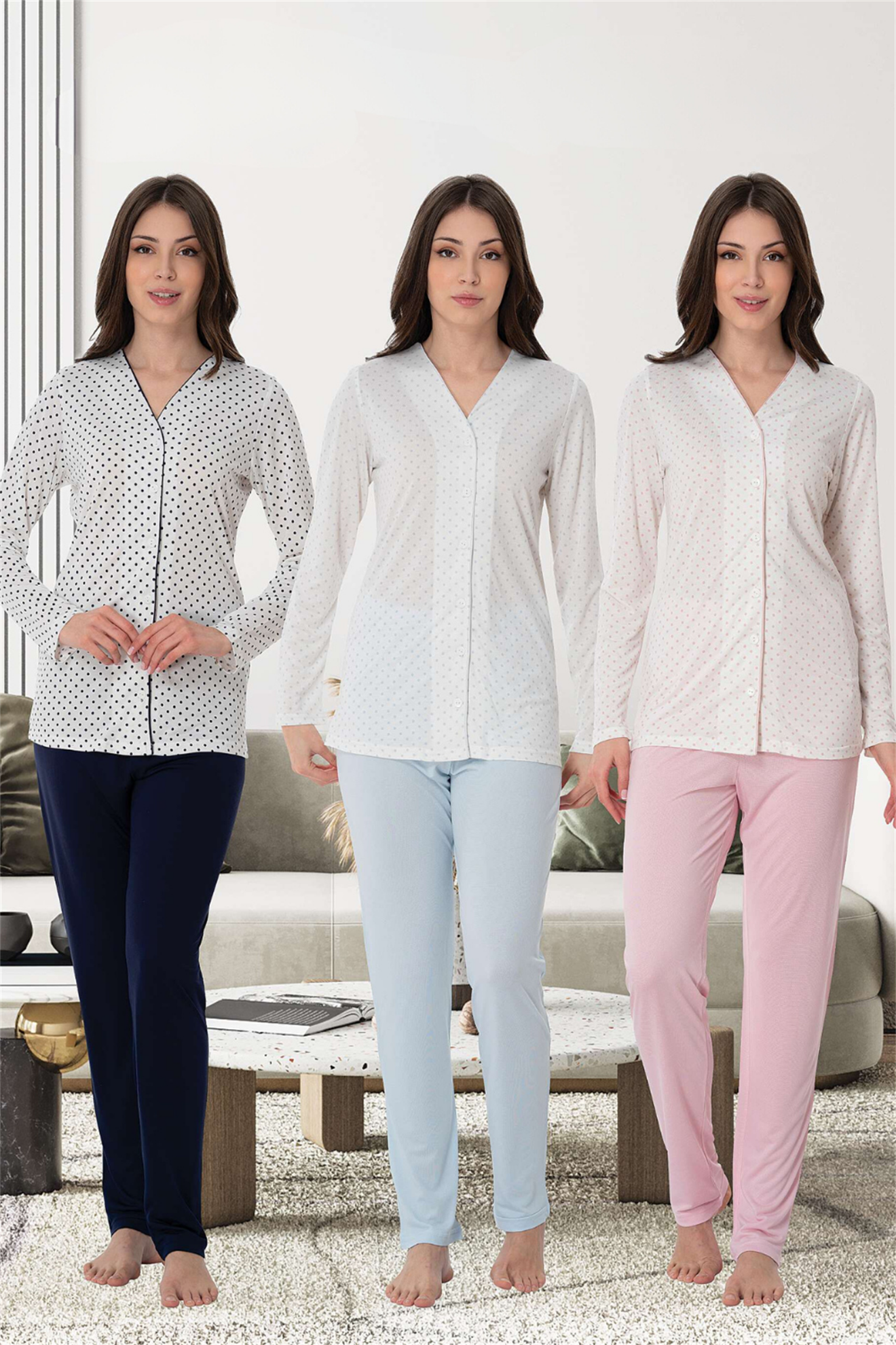 Effort 1032 Önden Düğmeli Lohusa Pijama Takım
