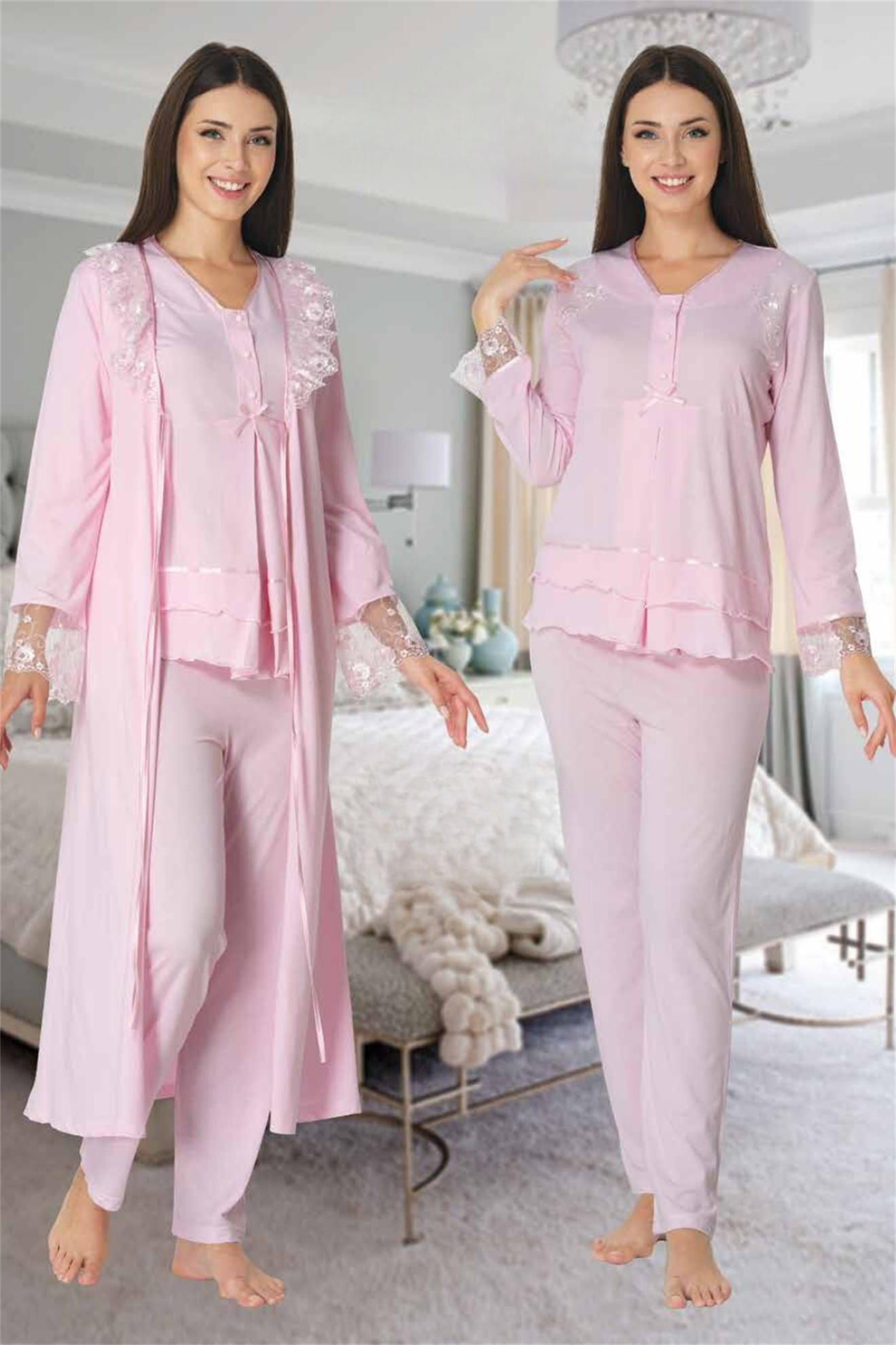 Effortt 2424 Pembe Sabahlıklı Lohusa Pijama
