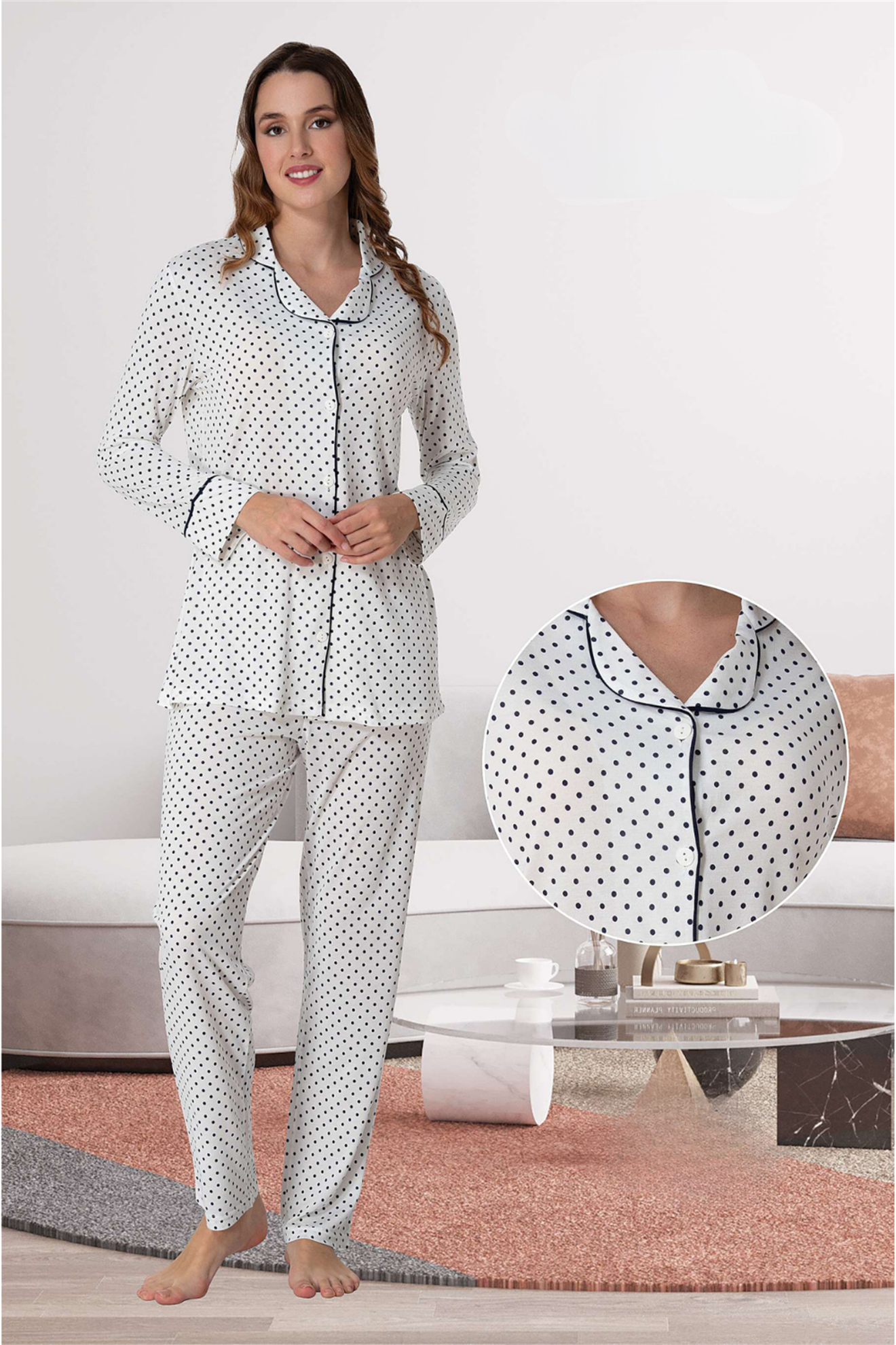 Effortt 6018 Puantiyeli Lohusa Pijama Takım