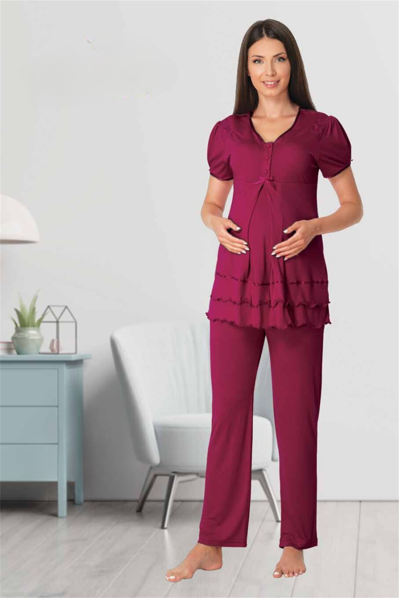 Effortt 8022 Vişne Lohusa Pijama