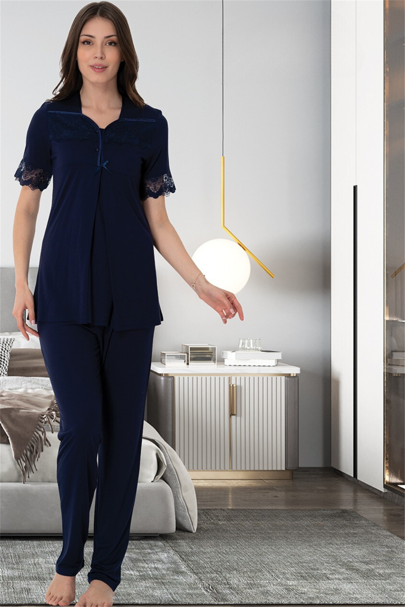 Effortt 9012 Lacivert Lohusa Pijama