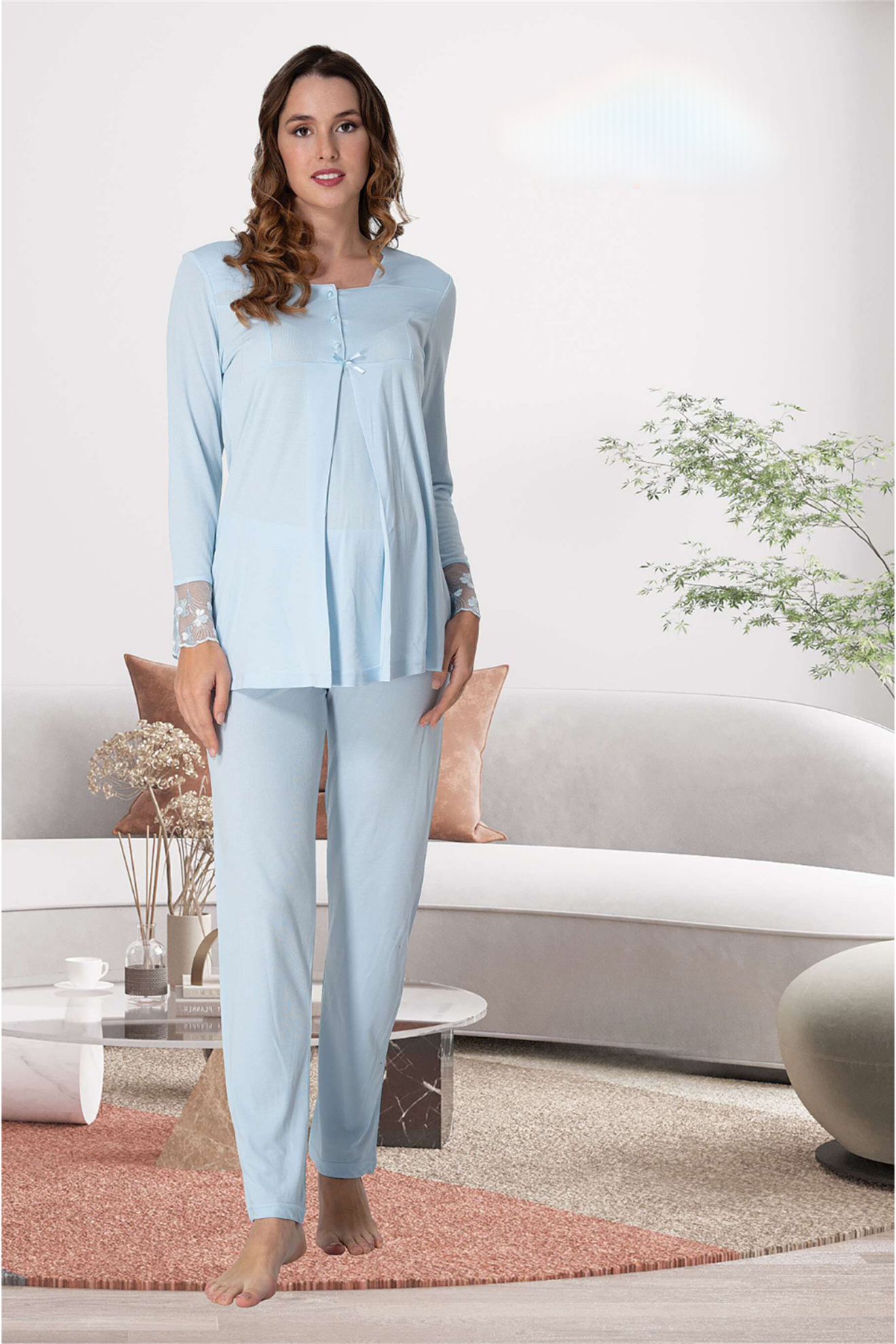 Effortt 9042 Mavi Lohusa Pijama Takım
