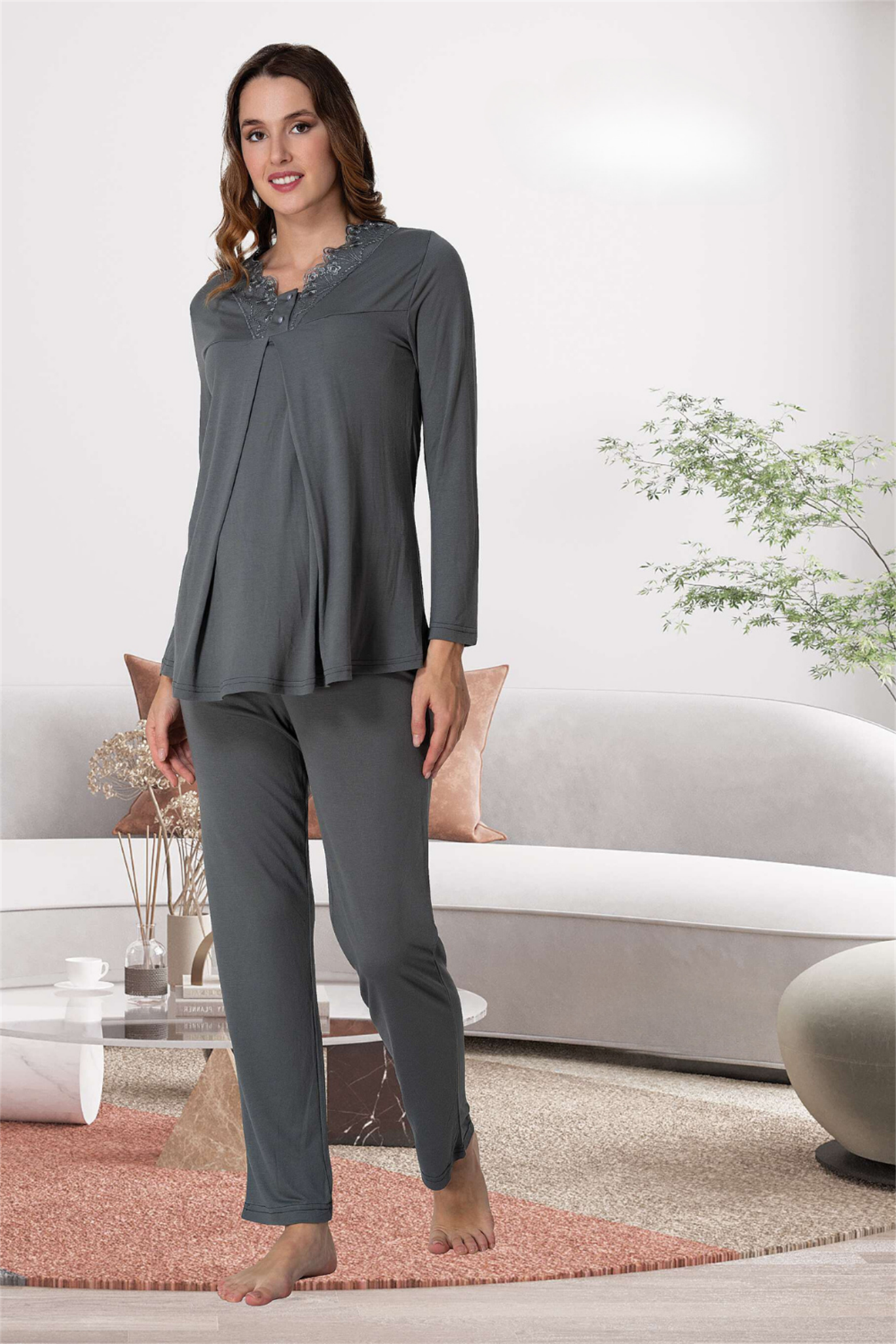 Effortt 9056 Antrasit Lohusa Pijama