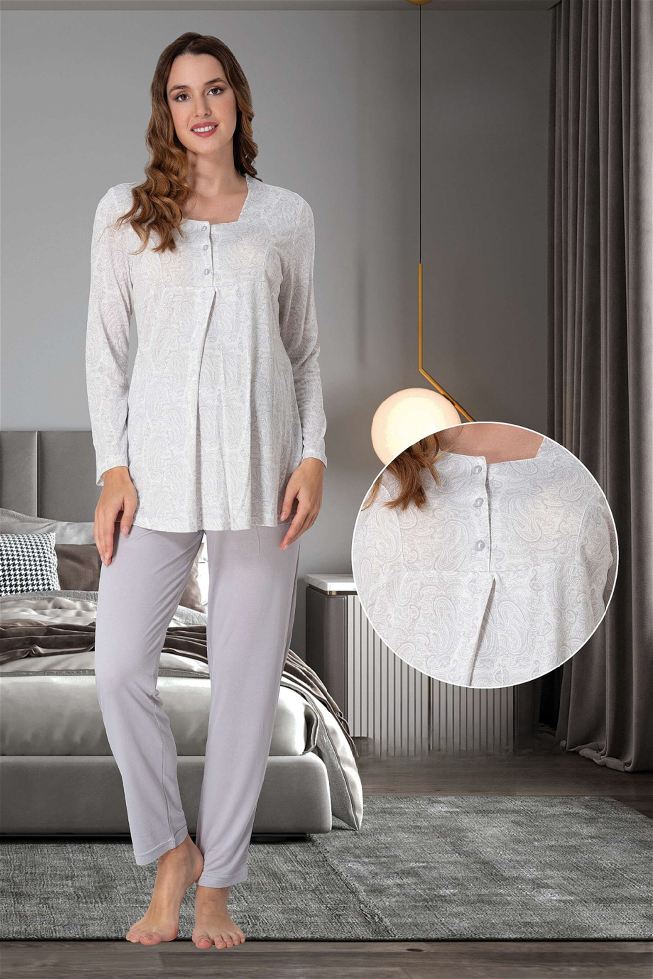 Effortt 9072 Gri Lohusa Pijama