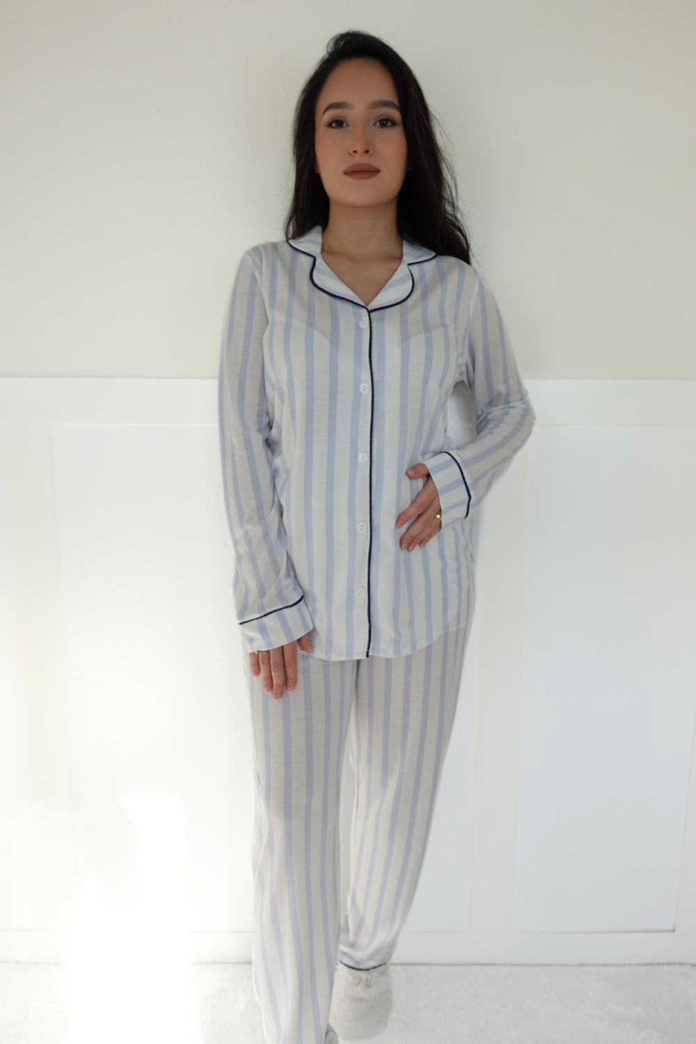 Feris Önden Düğmeli Lohusa Pijama