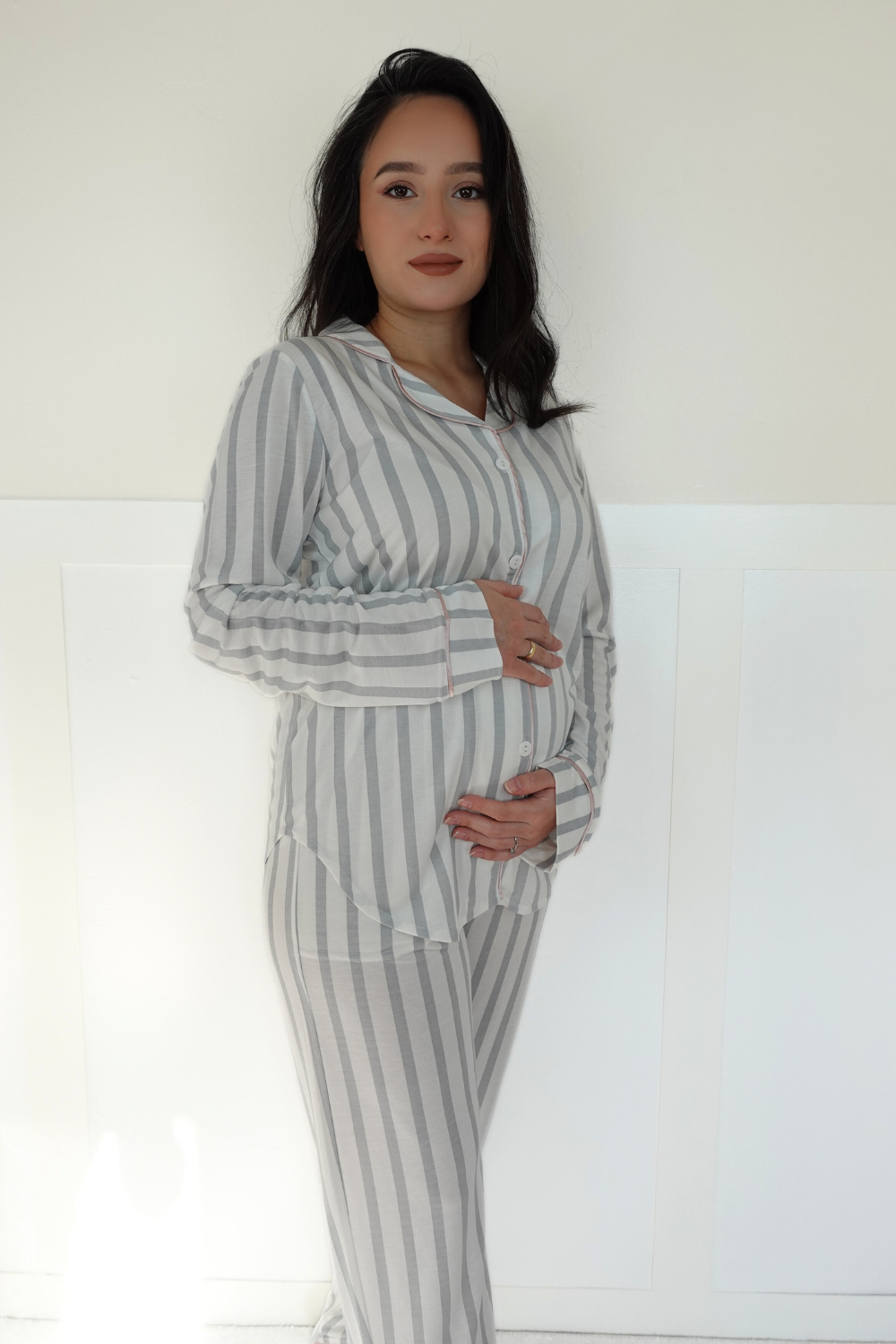 Feriz Önden Düğmeli Lohusa Pijama Takım