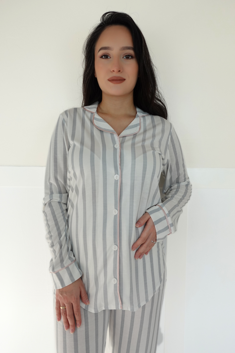 Feriz Önden Düğmeli Lohusa Pijama Takım
