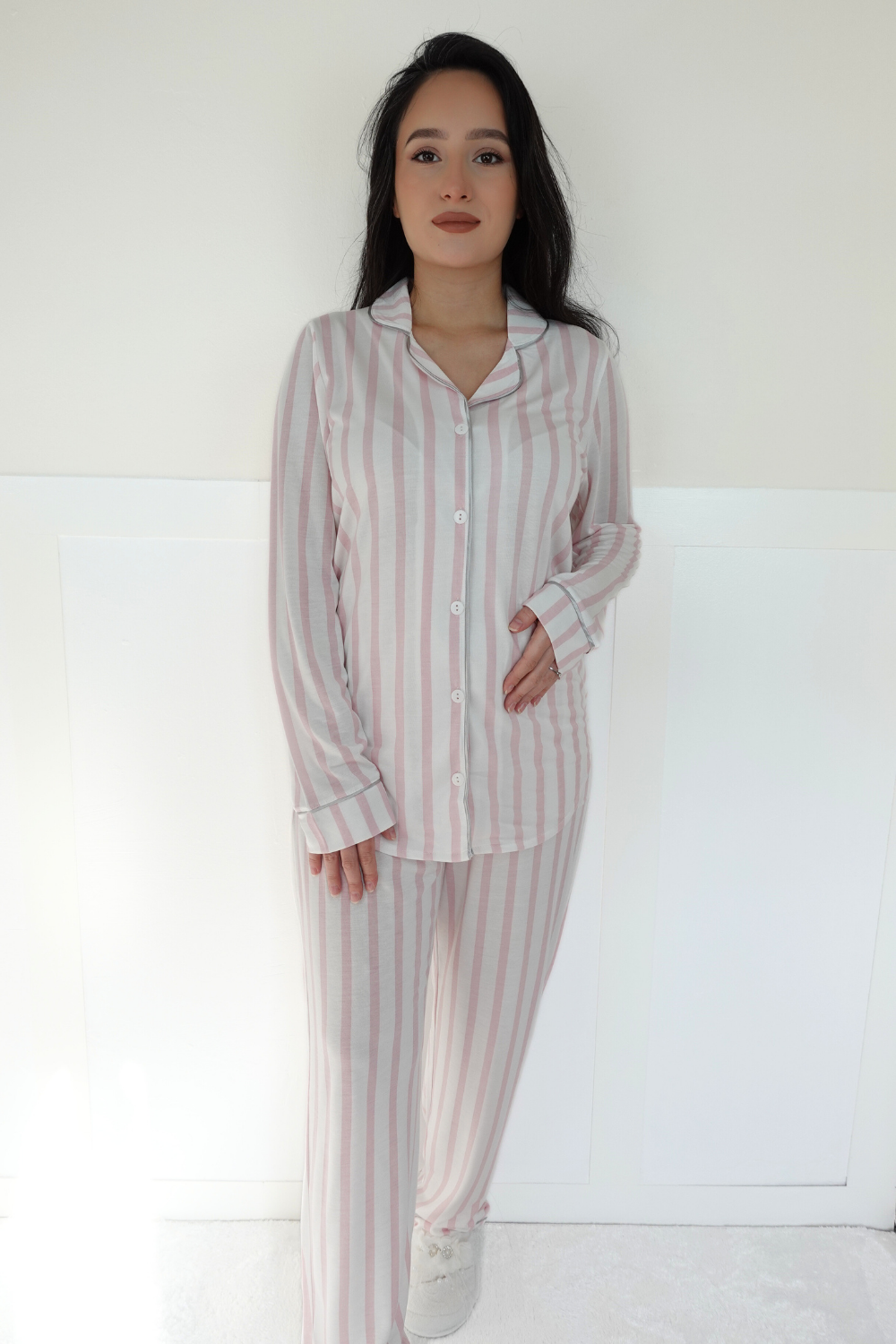 Feriz Önden Düğmeli Lohusa Pijama Takımı