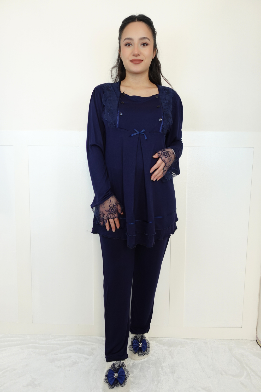 Mern Model Lacivert Lohusa Pijama 