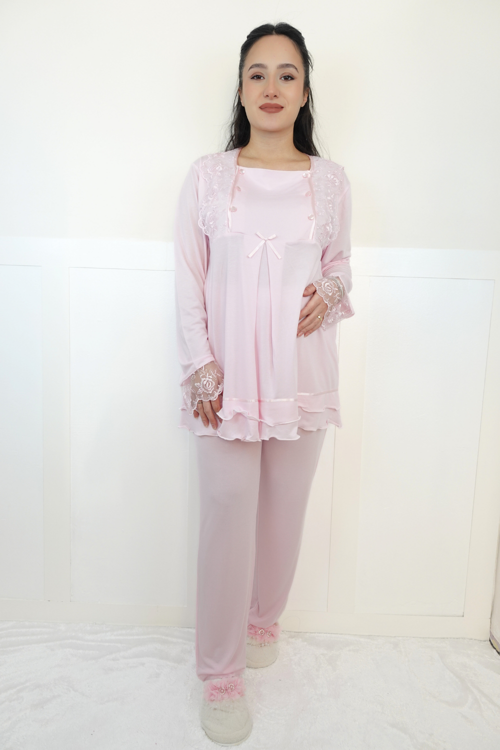 Mern Model Pembe Lohusa Pijama 