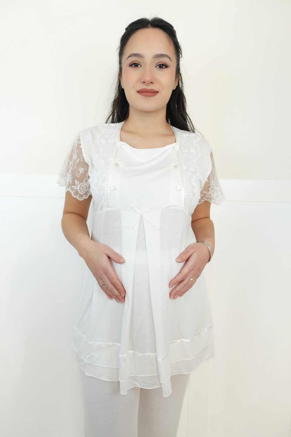 Sifas Model Ekru Lohusa Pijama Takım