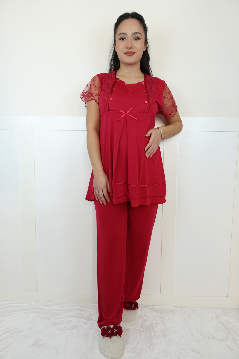 Sifas Model Vişne Lohusa Pijama Takım