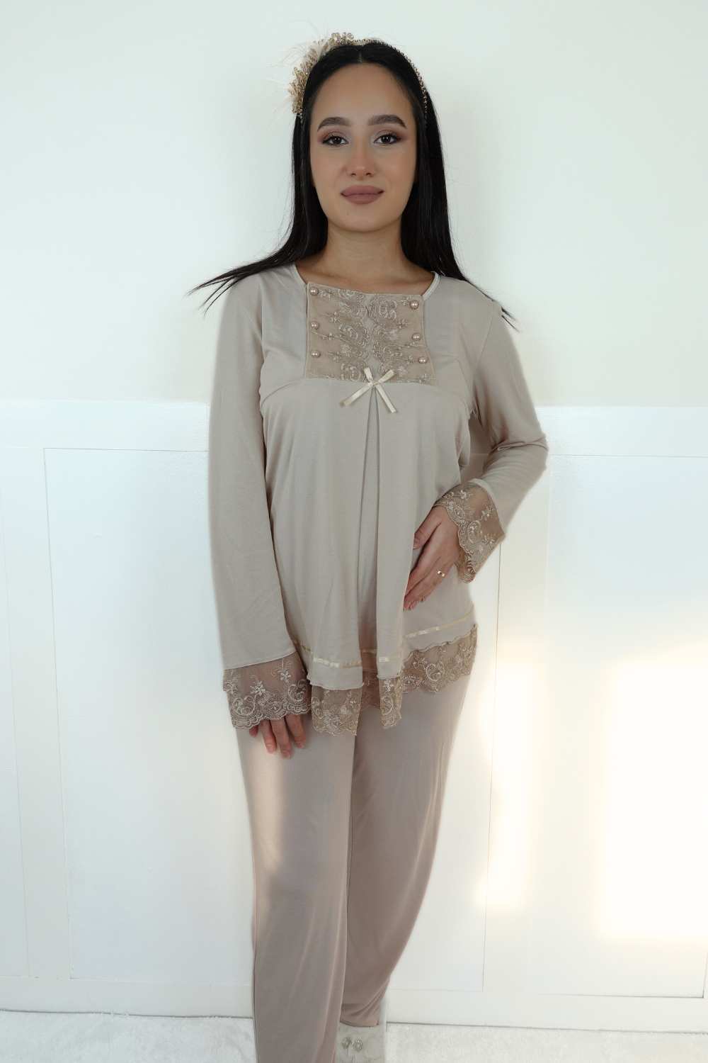 Sina Model Bej Lohusa Pijama
