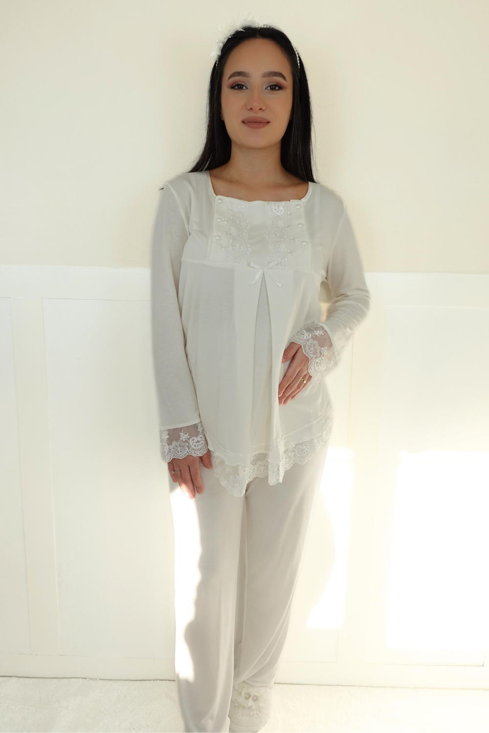 Sina Model Ekru Lohusa Pijama