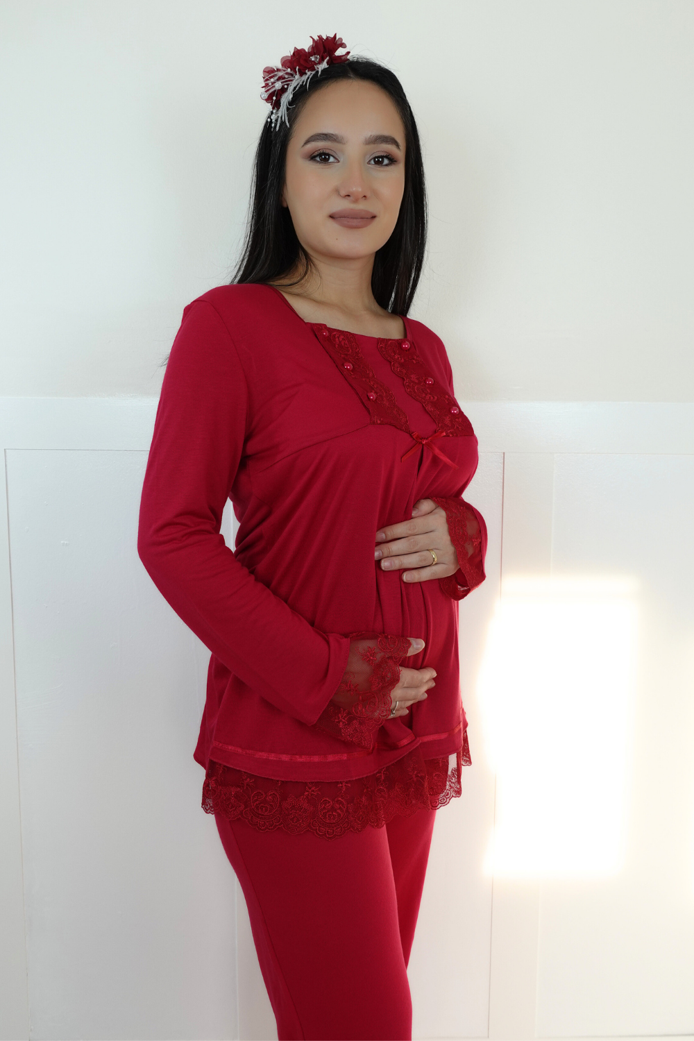 Sina Model Vişne Lohusa Pijama