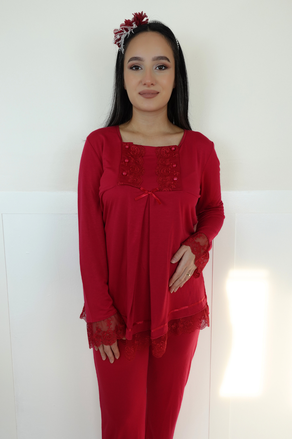 Sina Model Vişne Lohusa Pijama