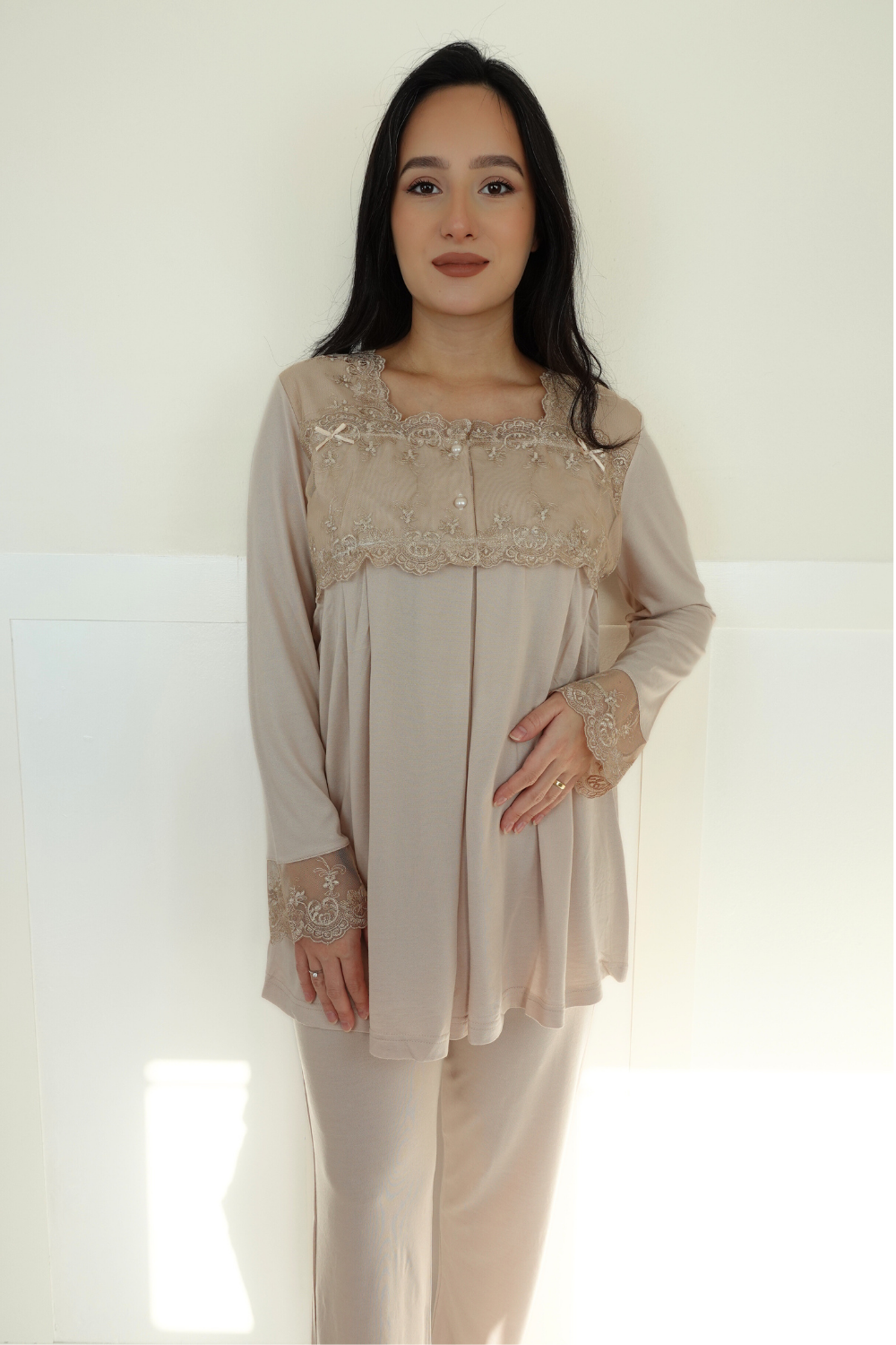 Veta Model Bej Lohusa Pijama