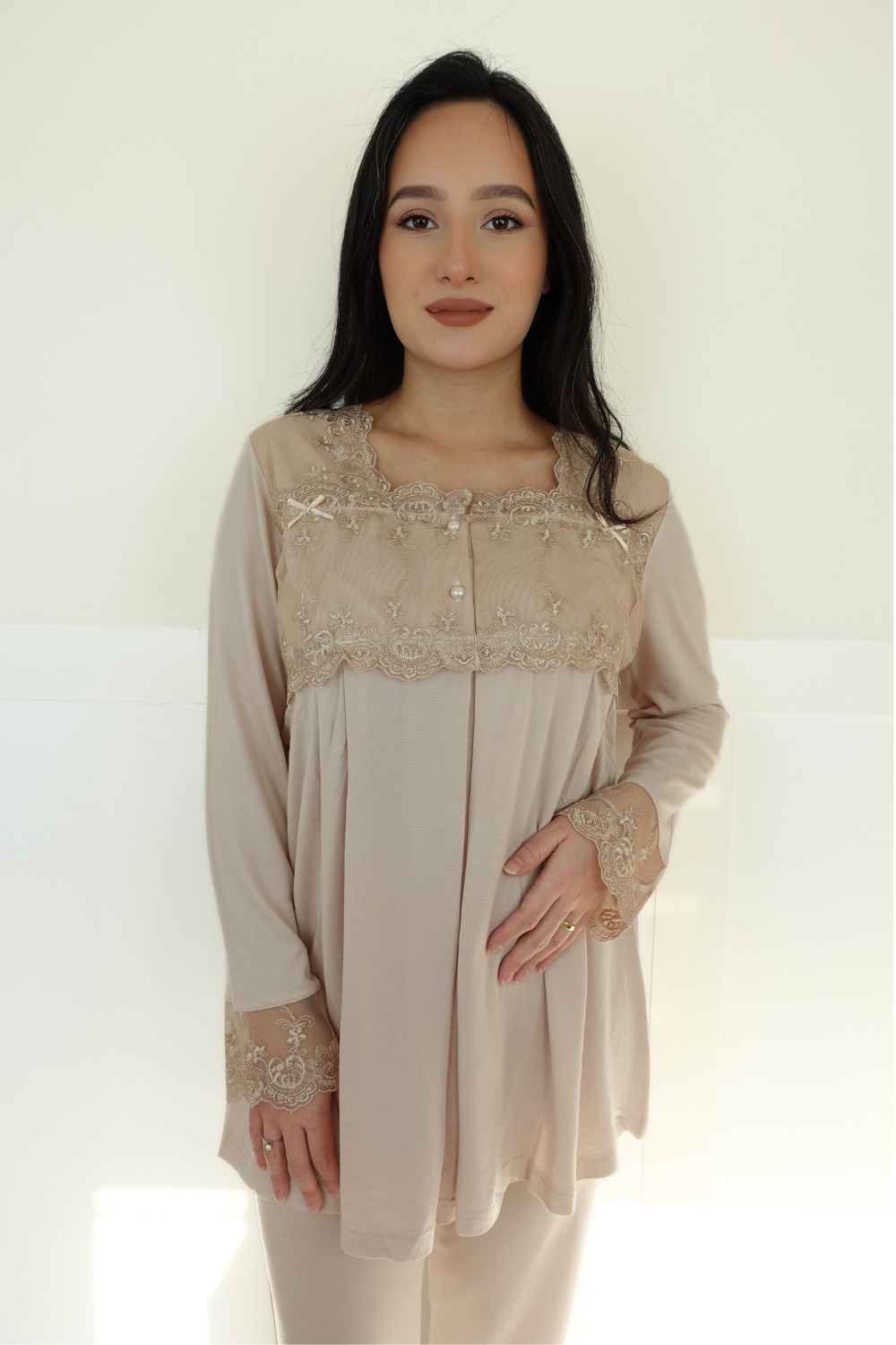 Veta Model Bej Lohusa Pijama