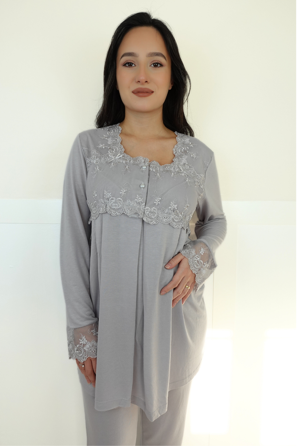 Veta Model Gri Lohusa Pijama