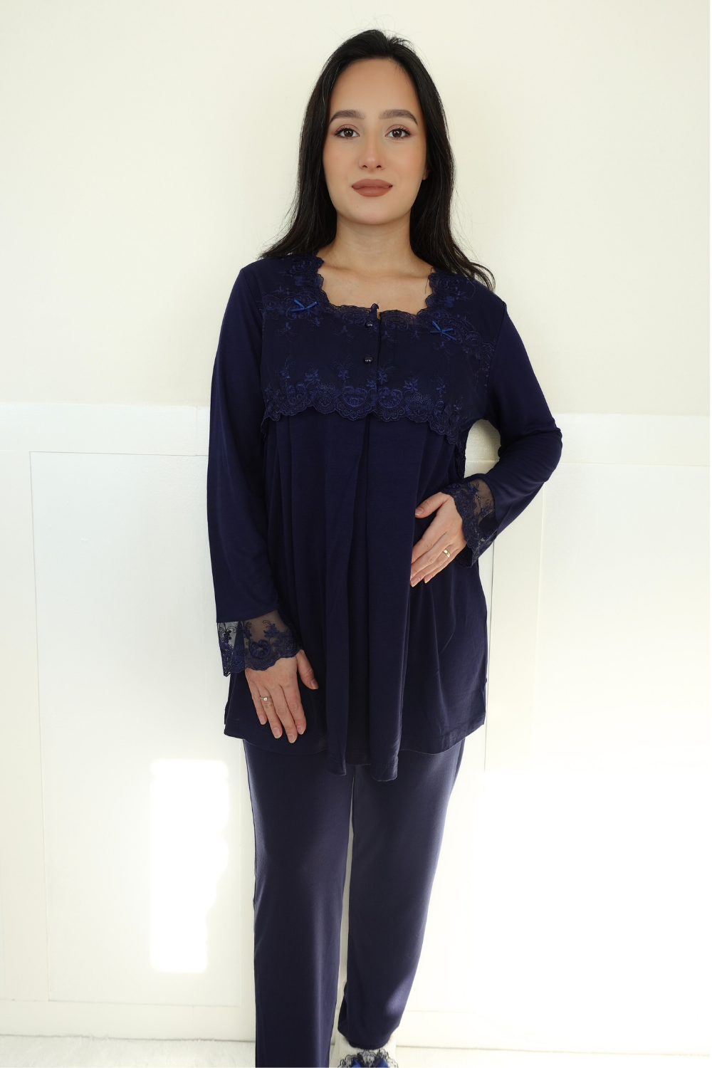 Veta Model Lacivert Lohusa Pijama