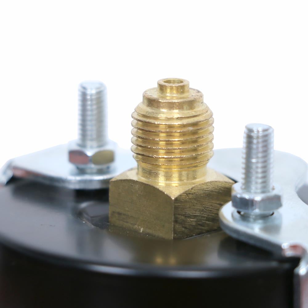 WEDNOFF 63mm pano tipi manometrenin altıgen pirinç gövdeli G1/4 bağlantı rekoru ve montaj kelepçesi vidalarının detaylı yakın çekim fotoğrafı.