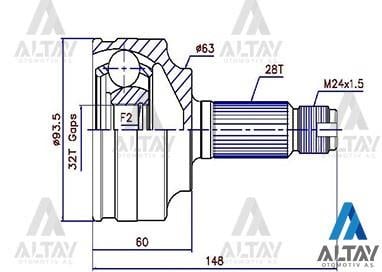 AKS KAFASI DIŞ ACCORD 03-08 BENZİNLİ 28X32X63