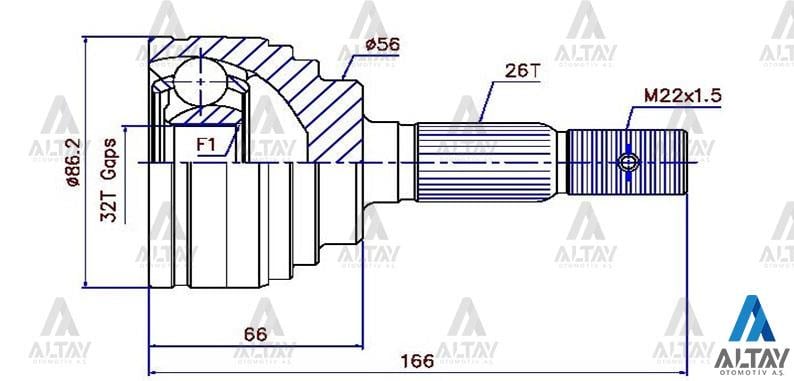 AKS KAFASI DIŞ CARINA / AVENSIS 96-99 / ABSLİ 26X56X32