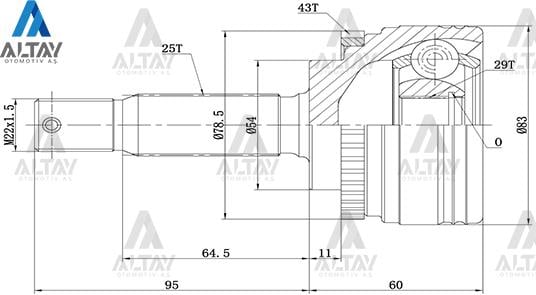 AKS KAFASI DIŞ CARISMA  96-00 / ABSLİ 25X29X54