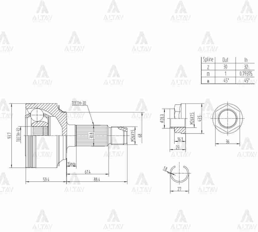 AKS KAFASI DIŞ CRV 06= / BENZİNLİ 30X32X68