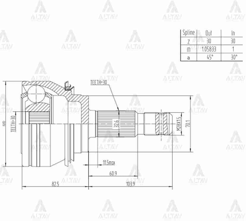 AKS KAFASI DIŞ HILUX VIGO 06= / 4x4 3.0 D4D 30X30X70