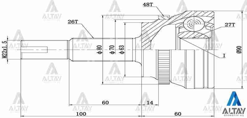 AKS KAFASI DIŞ RAV-4 00= / ABSLİ 48 DİŞ 26X27X63
