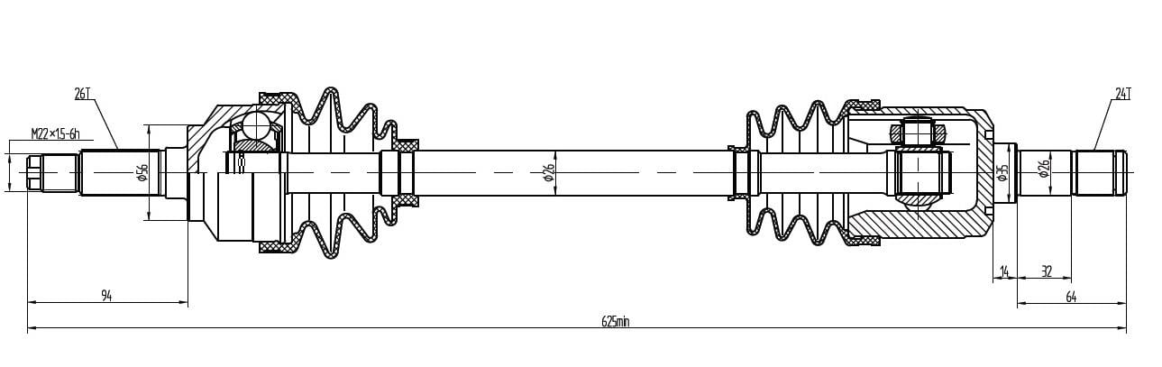 AKS KOMPLE ÖN 323  90-95 / KISA SOL