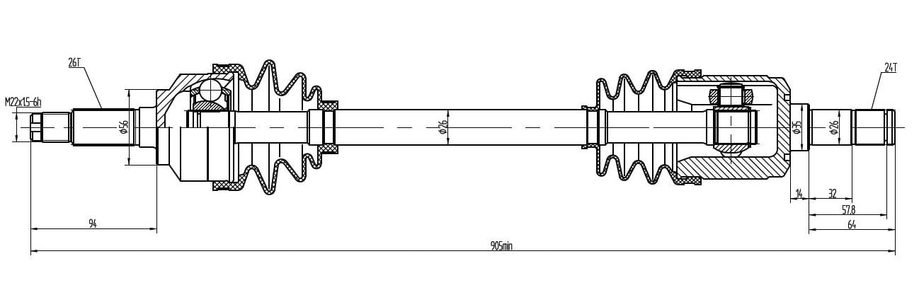 AKS KOMPLE ÖN 323  90-95 / UZUN SAĞ