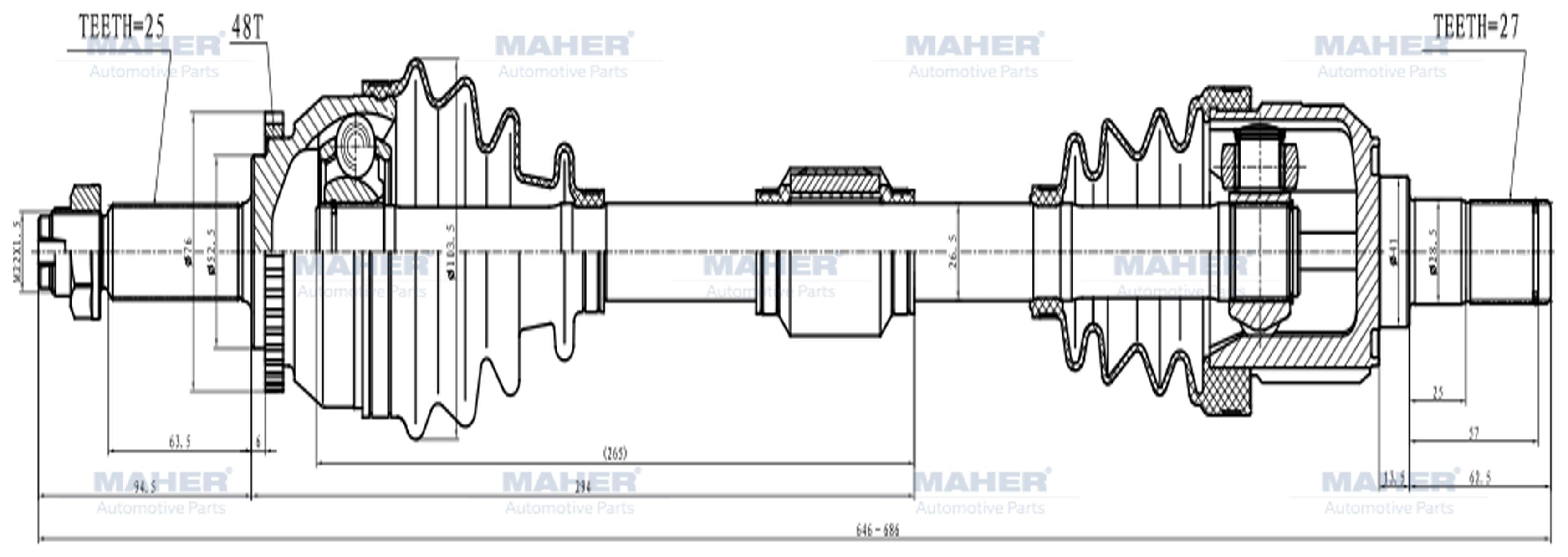 AKS KOMPLE ÖN ACCENT 11= BLUE / DİZEL SOL A-T 1.6 ABSLİ 48 DİŞ 646mm