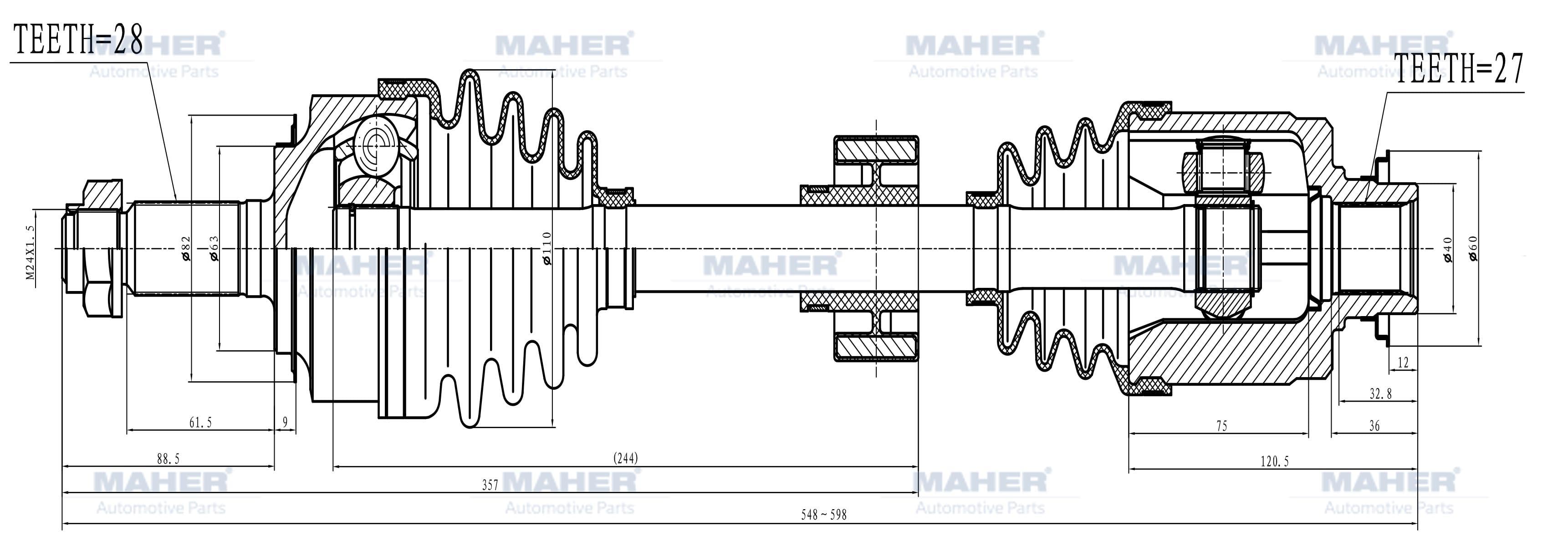 AKS KOMPLE ÖN ACCORD 03-08 / BENZİNLİ SAĞ A-T 2.0-2.4 548mm