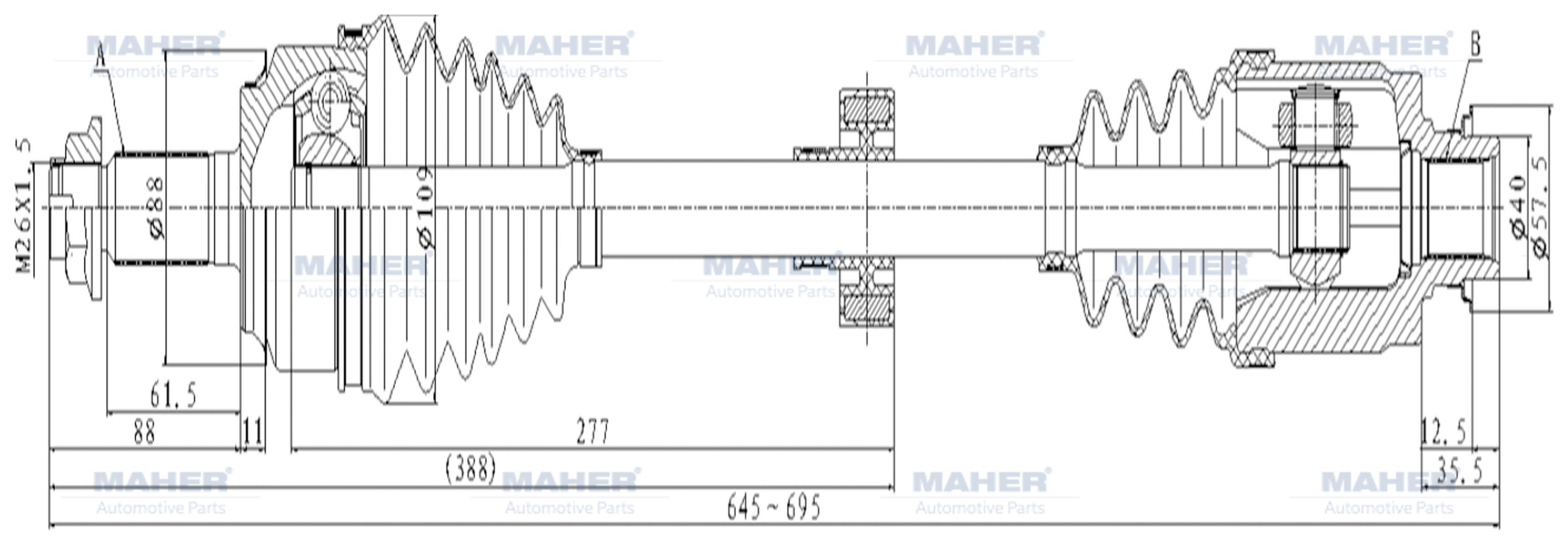 AKS KOMPLE ÖN ACCORD 08-15 / SAĞ BENZİNLİ A-T 2.0 645mm