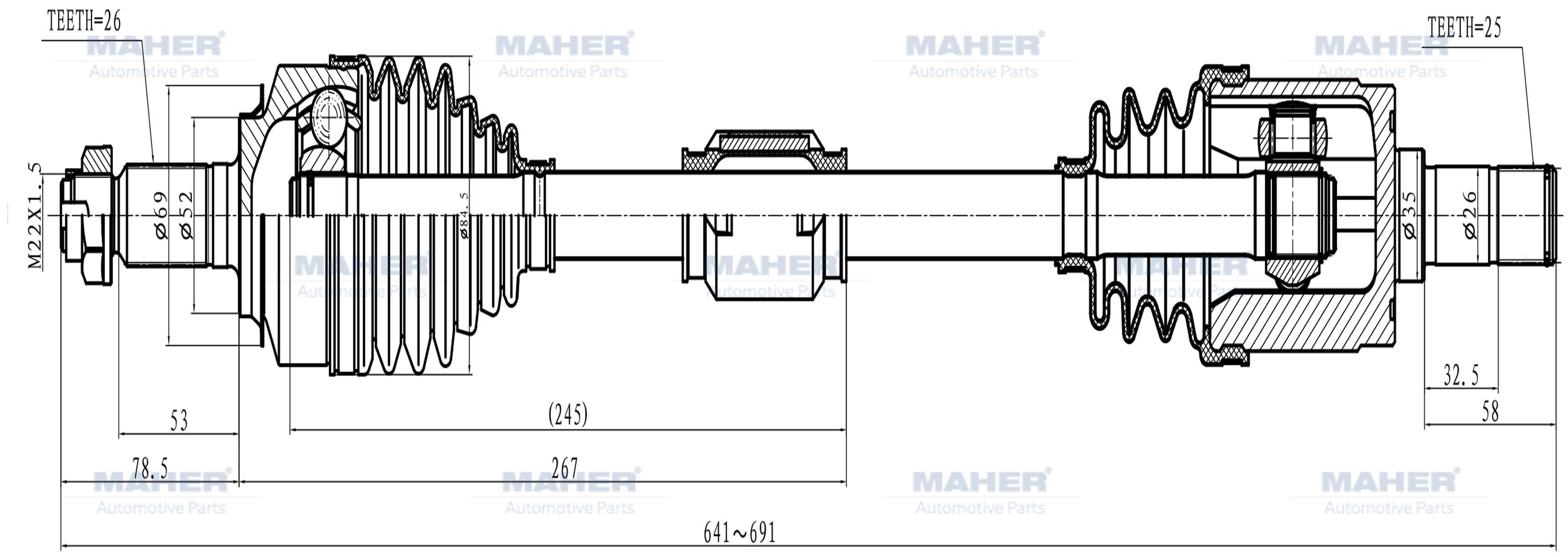 AKS KOMPLE ÖN CITY 09-12 / SOL BENZİNLİ A-T 1.4 641mm