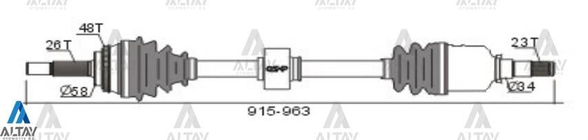 AKS KOMPLE ÖN COROLLA 03-06 / BENZİNLİ 48 DİŞ ABSLİ SAĞ 26X23X58X919mm