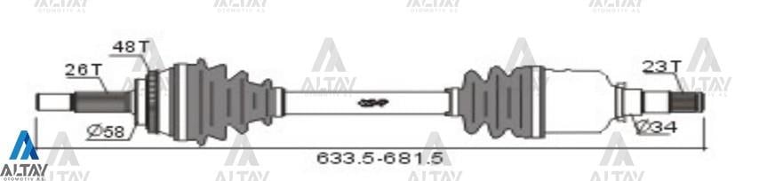 AKS KOMPLE ÖN COROLLA 03-06 / BENZİNLİ 48 DİŞ ABSLİ SOL 26X23X58X641mm