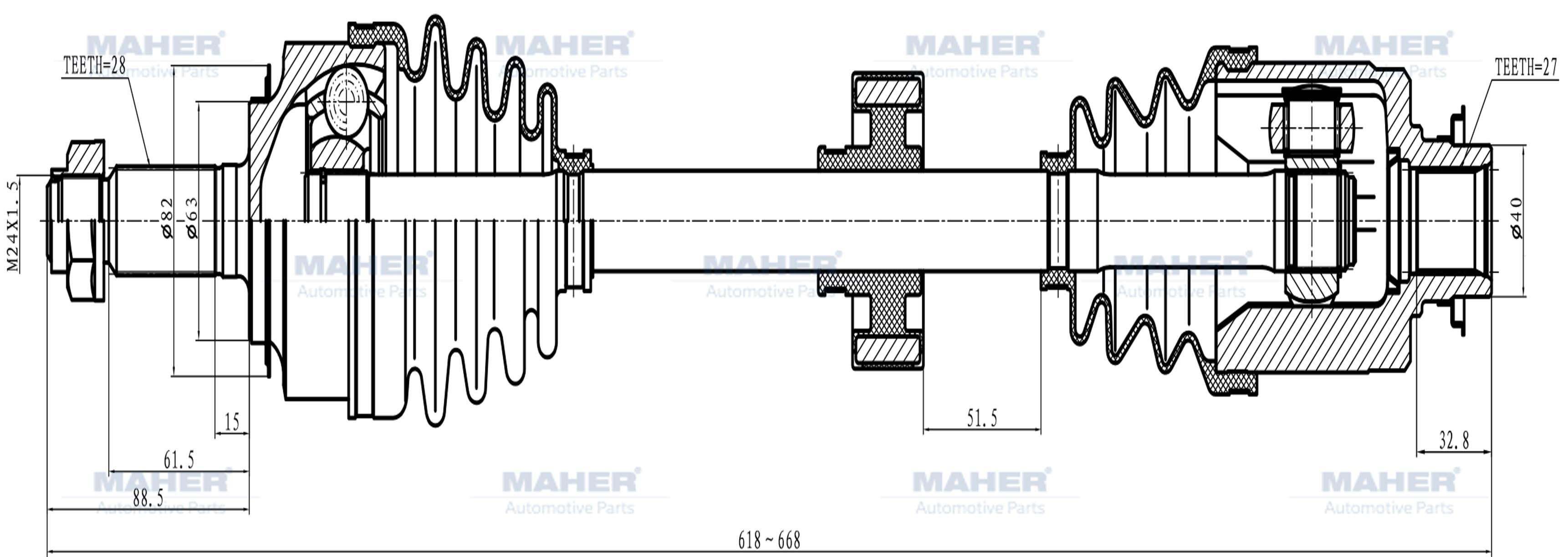 AKS KOMPLE ÖN CRV 02-07 / SAĞ 2.0 A-T 618mm